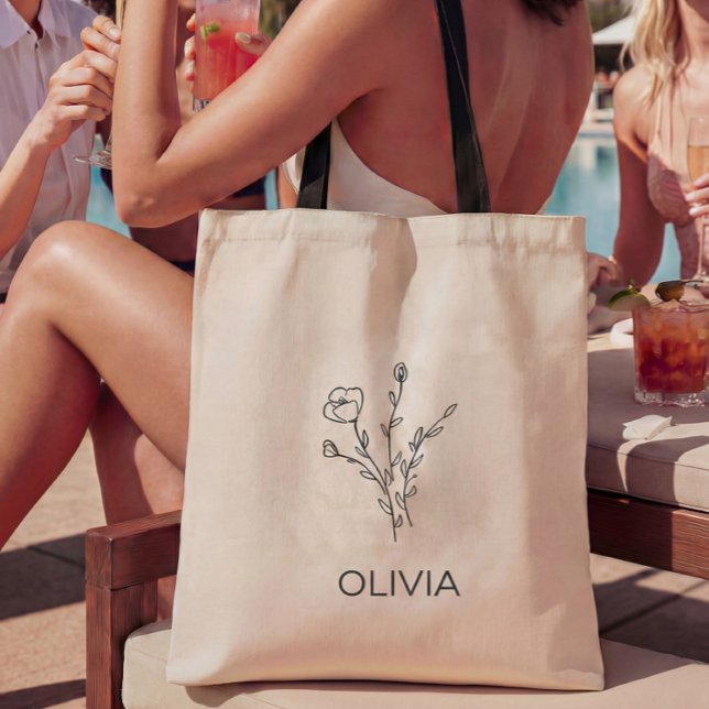 Bolsa Tote Rustic Wildflower Bridesmaid Nome Tote Bag (Criador carregado)