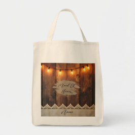 Bolsa Tote Rustic Wood and Lace Bridal Party