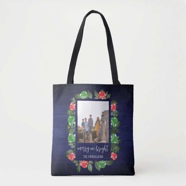 Bolsa Tote Rustic Woodland Whimsical Mushrooms Christmas (Frente)