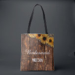 Bolsa Tote Rústica Madeira e Burlap Sunflower Wedch Monograma<br><div class="desc">Rústica Madeira e Burlap Sunflower Country Farmhouse Monograma Tote Bags - Com letra de script de pincel de tendências! Veja meu compro para ver a suíte de casamento inteira para este design!</div>