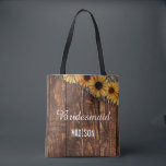 Bolsa Tote Rústica Madeira e Burlap Sunflower Wedch Monograma<br><div class="desc">Rústica Madeira e Burlap Sunflower Country Farmhouse Monograma Tote Bags - Com letra de script de pincel de tendências! Veja meu compro para ver a suíte de casamento inteira para este design!</div>
