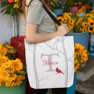 Bolsa Tote Rústica Woodland Red Bird Na moda