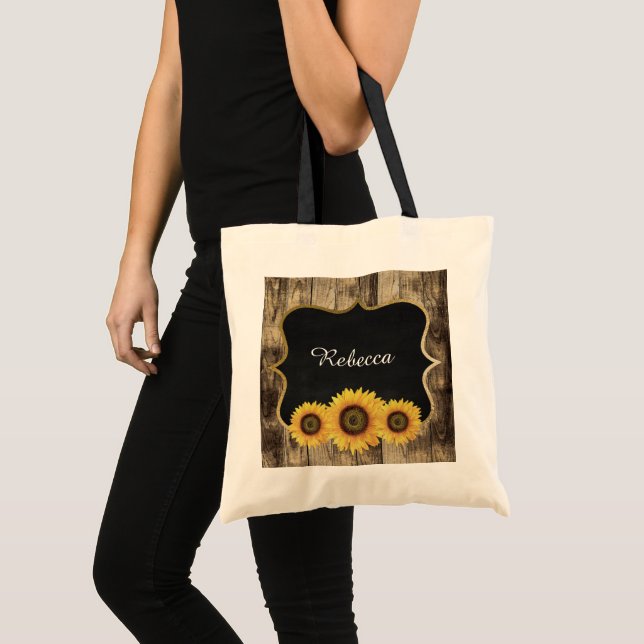 Bolsa Tote Rústico girassol Casamento Apelido Tote Bag (Frente (produto))