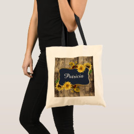 Bolsa Tote Rústico girassol Casamento Apelido Tote Bag