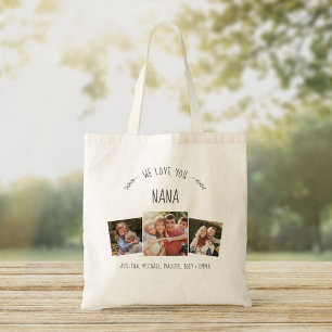 Bolsa Tote Rústico nós amamos você, NANA, colagem fotográ