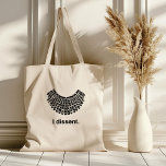 Bolsa Tote Ruth Bader Ginsburg I Dissent RBG Collar<br><div class="desc">Represent Notorious RBG with a Ruth Bader Ginsburg's signature collar and "I dissent" quote tote bag. Collar and lettering are hand-drawn to add a little whimsy to your human rights progress.</div>