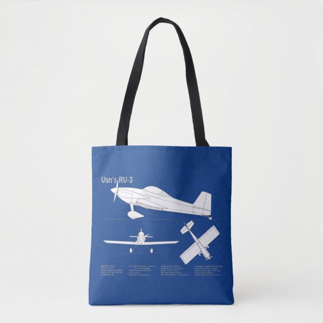 Bolsa Tote RV-3 de Van - Planos de Impressão de Avião ABD (Frente)