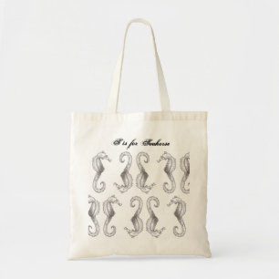 Bolsa Tote S esboçado mão é para a sacola do cavalo marinh