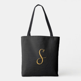 Bolsa Tote S ouro sobre monograma preto
