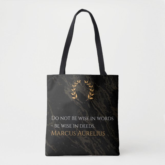 Bolsa Tote Sabedoria de Marcus Aurelius: Ações falam alto (Frente)