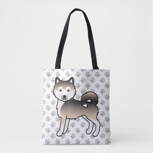 Bolsa Tote Sable Alaskan Malamute Cachorro Fofo & Patas (Frente)
