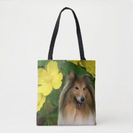 Bolsa Tote Sable Collie Yellow Primrose Dog Art