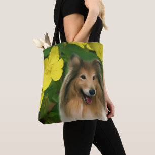 Bolsa Tote Sable Collie Yellow Primrose Dog Art