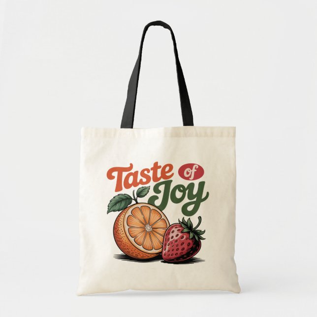 Bolsa Tote Sabor de Joy Retro Orange Strawberry Shirt (Frente)