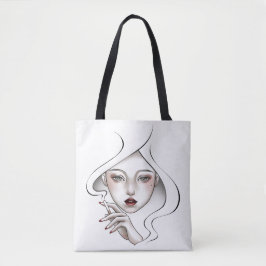 Bolsa Tote Sac fourre-tout fille enfumée blanches