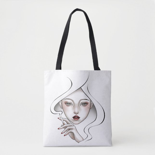 Bolsa Tote Sac fourre-tout fille enfumée blanches (Frente)