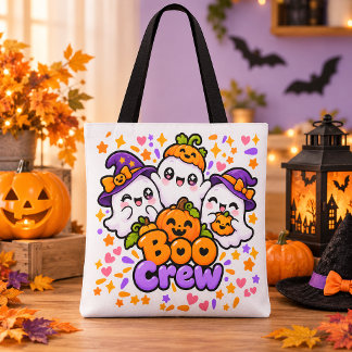 Bolsa Tote Saca Boo Crew Fofo de Halloween