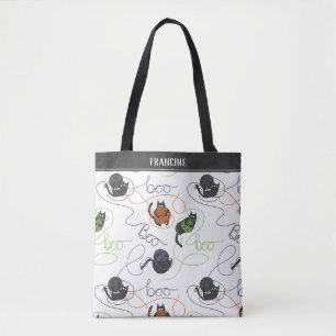 Bolsa Tote Saca Boo-tifulmente Emaranhado Branco de Halloween