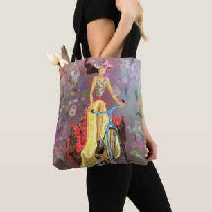 Bolsa Tote Saca com Menina com Bicicleta