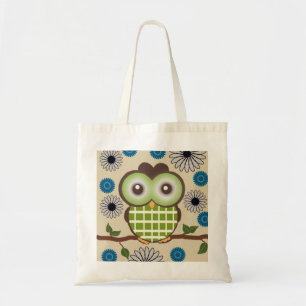 Bolsa Tote Saca Cute Verde e Marrom de Coruja