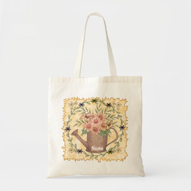 Bolsa Tote Saca de água Margaridas Rosa sacola (Frente)
