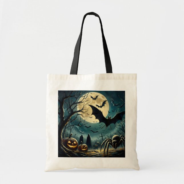 Bolsa Tote Saca de Algodão Orçamento Assustador de Halloween (Frente)