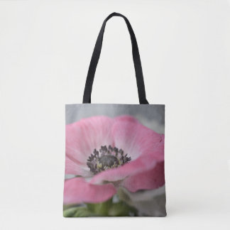 Bolsa Tote Saca de Arte Botânico Suave Rosa Bege – Anêmona
