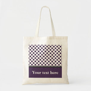 Bolsa Tote Saca de bolinhas brancas e roxas personalizada