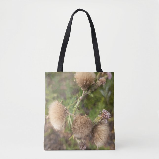 Bolsa Tote Saca de Botânica de Cardo Selvagem Rústico (Frente)