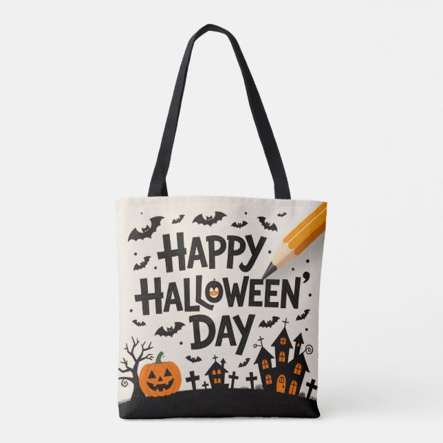 Bolsa Tote Saca de braço de Halloween (Verso)