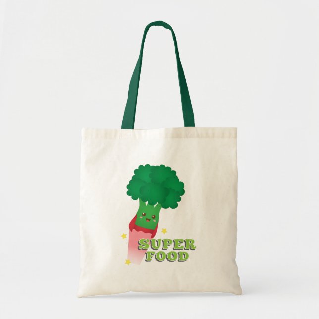 Bolsa Tote Saca de Brócolis Vegetal Superalimento Fofo (Frente)