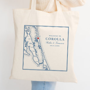 Bolsa Tote Saca de Casamento Elegante Mapa de Corolla NC Azul