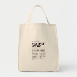 Bolsa Tote Saca de Compras Amor Nunca Desiste