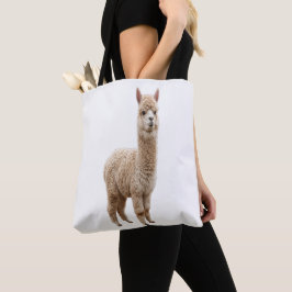 Bolsa Tote Saca de Compras com Foto de Alpaca Fofa e Realista