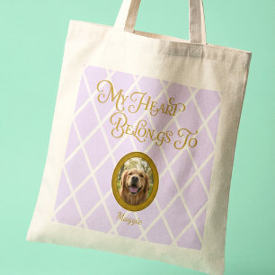 Bolsa Tote Saca de Compras com Foto de Golden Retriever Nom