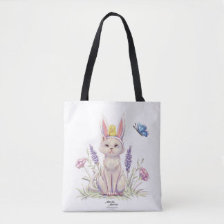 Bolsa Tote Saca de compras com ilustração de gato de Páscoa f