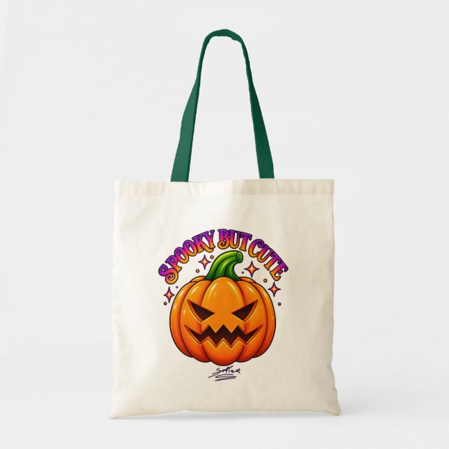 Bolsa Tote Saca de Compras de Abóbora de Halloween Fofa Assus (Frente)