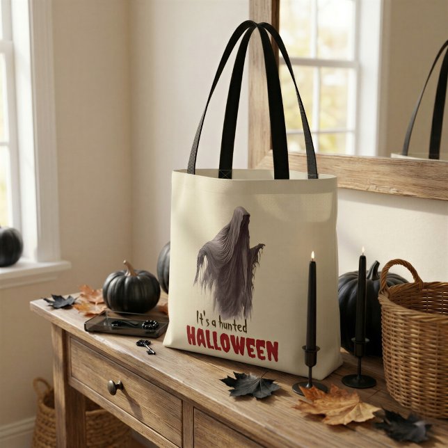 Bolsa Tote Saca de compras de Halloween assombrado com fantas (Criador carregado)