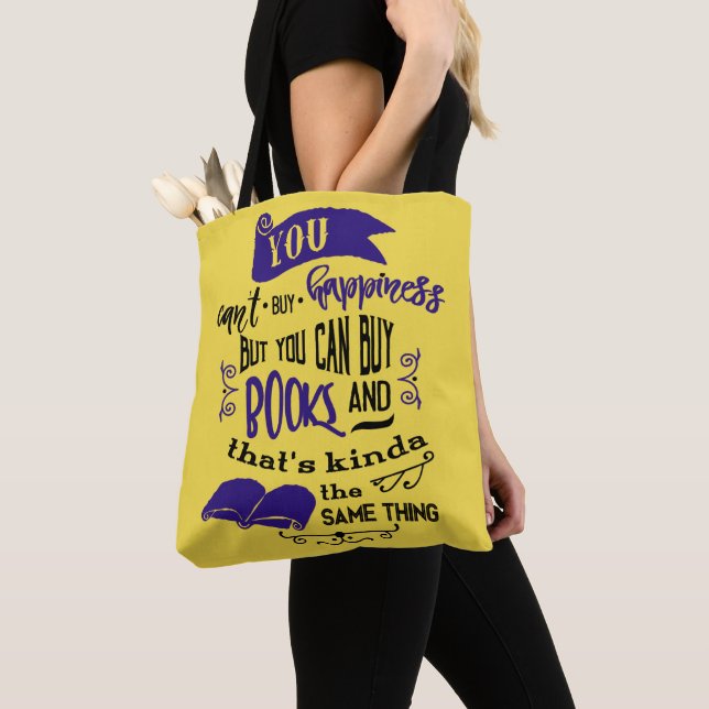 Bolsa Tote Saca de compras de livros de citações de felicidad (Close Up)