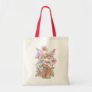 Bolsa Tote Saca de Compras Econômica da Fada da Flor Rosa, Me