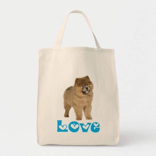 Bolsa Tote Saca de Compras em Tecido com Cachorro Chow Chow F (Frente)