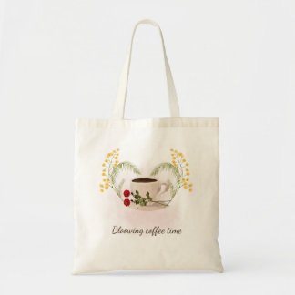 Bolsa Tote Saca de Compras Floral Tempo de Café em Flor Tote