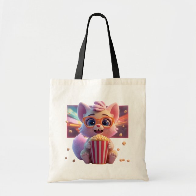 Bolsa Tote Saca de Compras Kitty Pipoca Fofa (Frente)