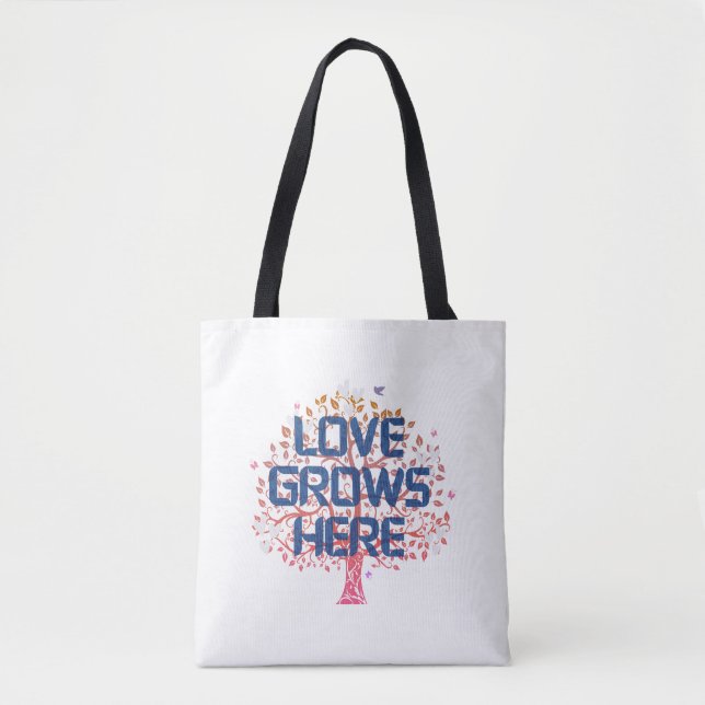 Bolsa Tote Saca de Compras 'O Amor Cresce Aqui' (Frente)