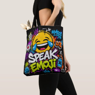 Bolsa Tote Saca de Compras Reutilizável de Viagem Retro Emoji