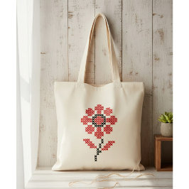 Bolsa Tote Saca de croché ucraniano de flores ponto cruz