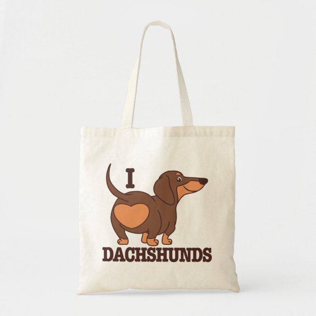 Bolsa Tote Saca de Dachshund Amor Cachorro (Frente)