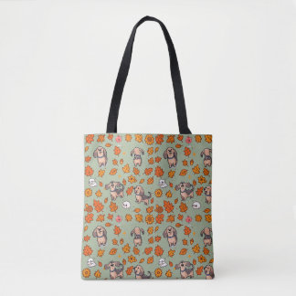 Bolsa Tote Saca de Dachshund Halloween Kawaii Adorável Amante