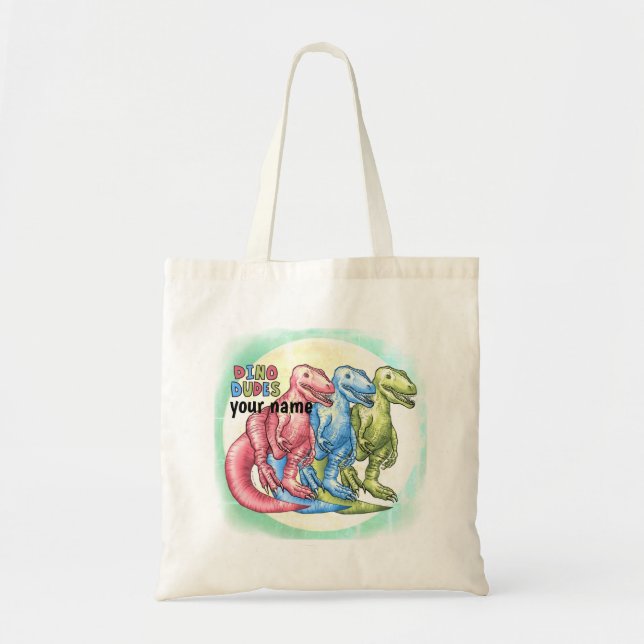 Bolsa Tote Saca de dinossauros Dino Dudes (Frente)
