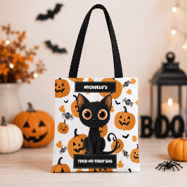 Bolsa Tote Saca de Doces Personalizada – Gato Preto Fofo